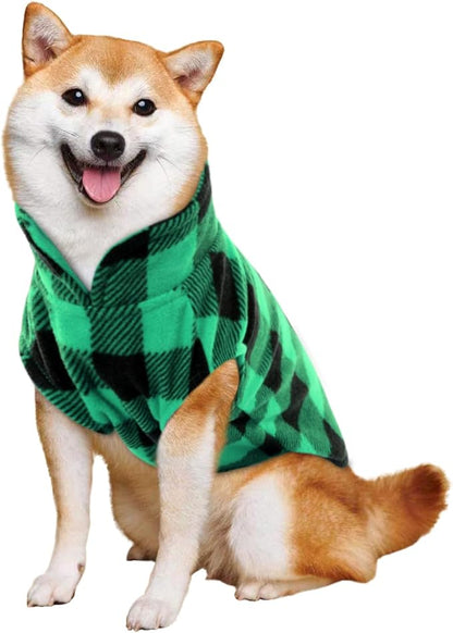 Kama Bridal Dog Spring Autumn Winter Coat Pullover Fleece Vest for Cats & Dogs - Thin Sweater, Green & Black Plaid (Green, M)