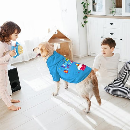 GreenJoy Dog Sweater Dog Hoodie Cold Weather Coat Hooded Sweatshirt for Puppies,Cats, Small Medium Large Dogs (Blue(It's My Birthday), Large)
