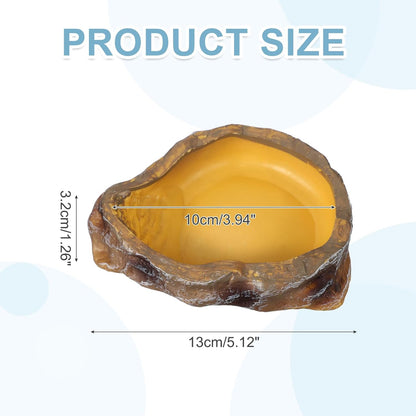 Reptile Food Bowl, Reptile Feeding Dish Corner Bowl Water Resin Rock Worm Feeder Dish S (5 in, Yellow), Intended for Lizards/o/Scaled Pet/Leopard o/Spiders