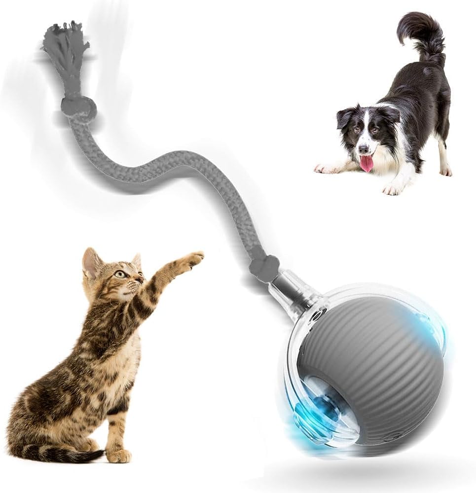 Interactive Cat Toys Balls for Indoor Cats, 2025 New Motion Activated Cat Balls with 360° Smart Automatic Rolling Moving for Bored Kitten Pet Cats Dogs (Gray)