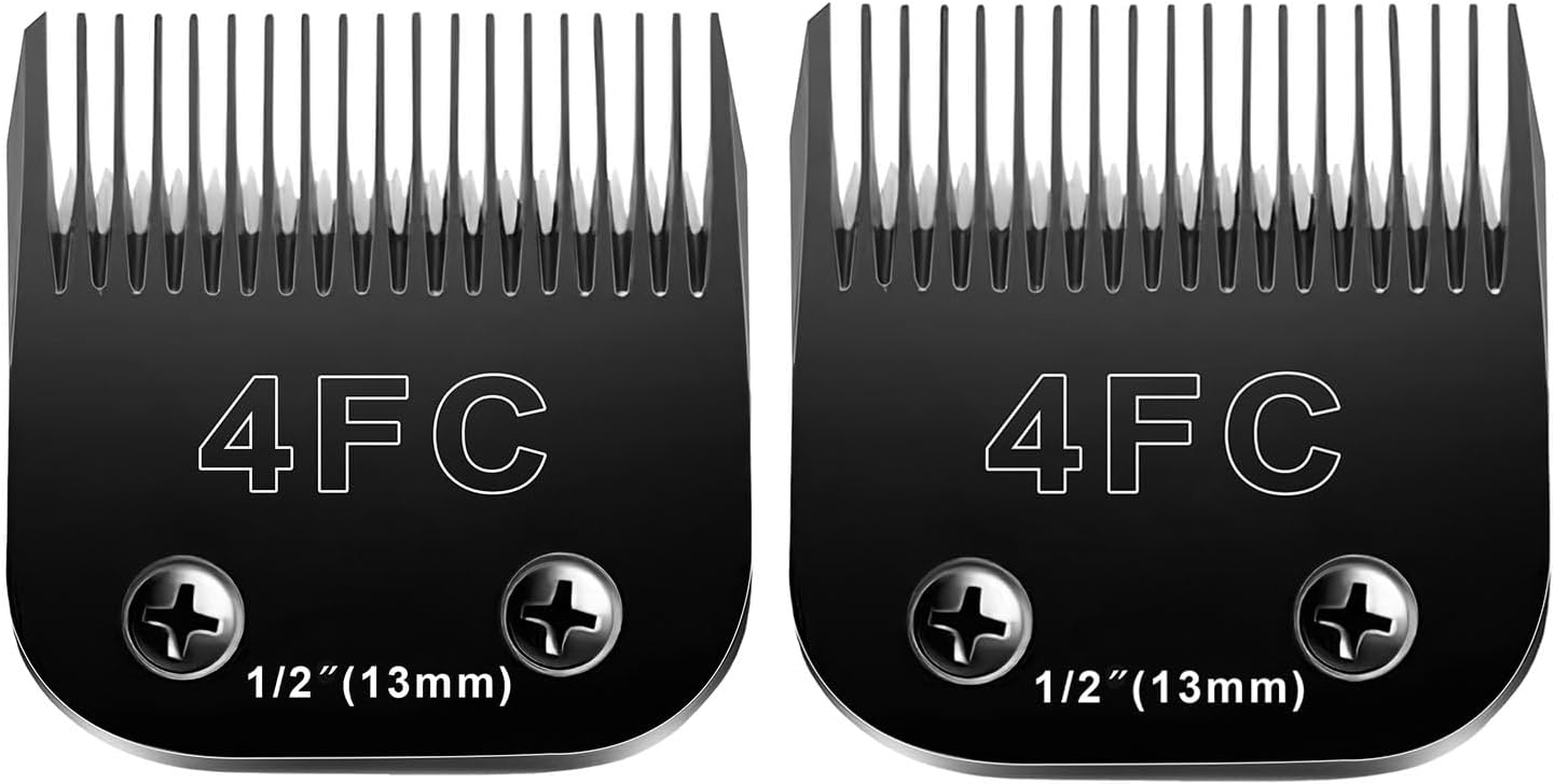 4FC Blades Dog Grooming Blades Compatible with Andis/Oster A5/Wahl KM-10 Series Dog Clippers,Detachable Clipper Replacement Blade,Black(4FC/2PCS)