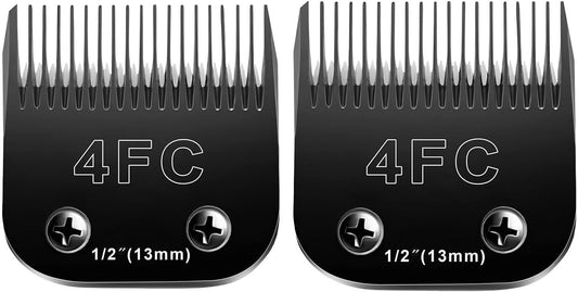 4FC Blades Dog Grooming Blades Compatible with Andis/Oster A5/Wahl KM-10 Series Dog Clippers,Detachable Clipper Replacement Blade,Black(4FC/2PCS)