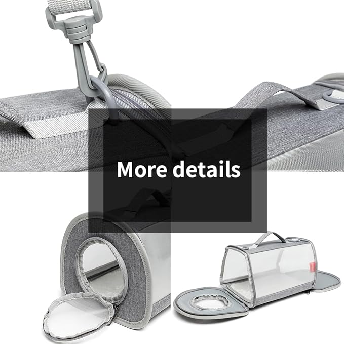 Guinea Pig Carrier Travel Small Animal Carrier Bag Lizard Bird Rabbit Carrier Cage Squirrel Breathable Bag Portable Travel Hamster Small Pet Hangbag (Large, Gray)