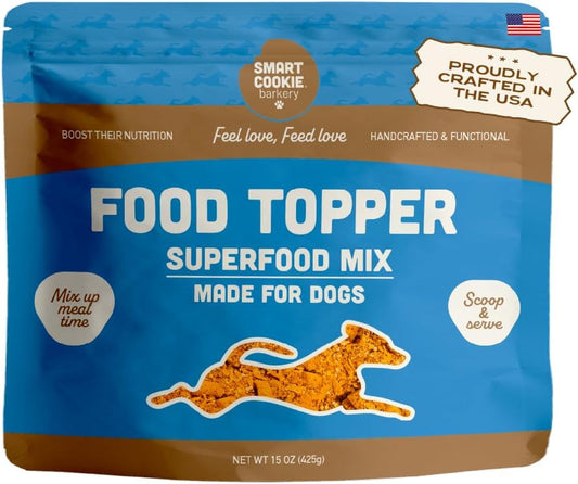 Smart Cookie Natural Dog Food Topper - Superfood - Salmon Dog Meal Mixer for All Ages - Food Topper for Picky Eaters and Boosting Nutrition - Non GMO, Made in The USA - 15 oz Bag (30 Day Supply)