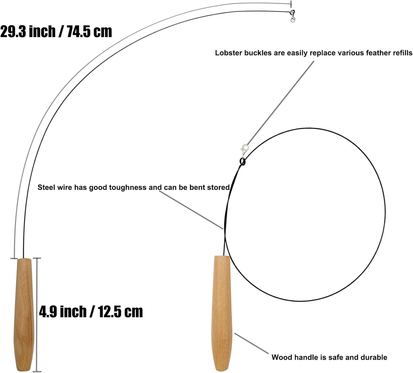 Cat Wand Toy, 6 Pieces Interactive Cat Wand Bird Feather Toys for Indoor Cats Play Exercise