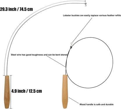 Cat Wand Toy, 6 Pieces Interactive Cat Wand Bird Feather Toys for Indoor Cats Play Exercise