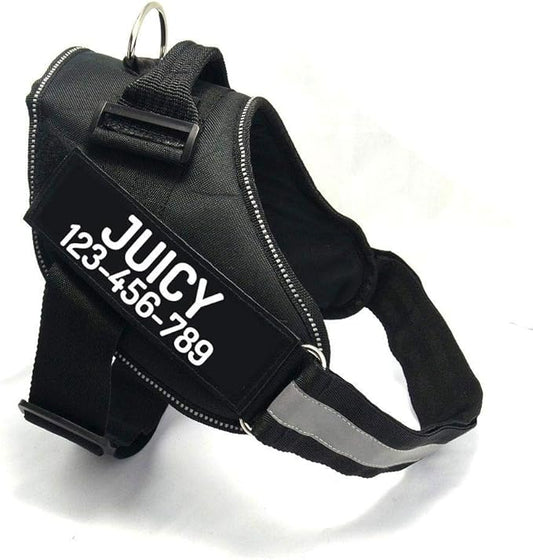 PawPawify Custom No Pull Dog Harness with Name and Phone Number, Heavy Duty Personalized Pet Vest to Prevent Tugging, Pulling, or Choking, Training and Walking (Black, M (20-40 LBS))