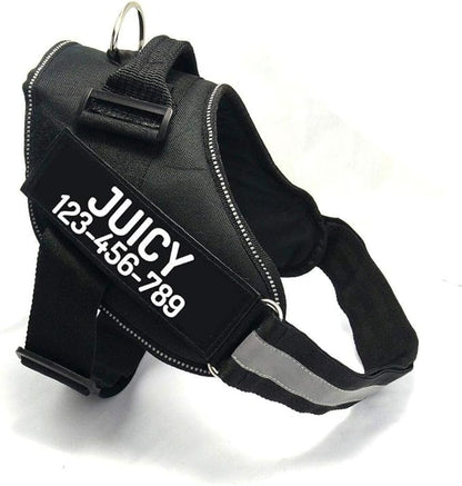 PawPawify Custom No Pull Dog Harness with Name and Phone Number, Heavy Duty Personalized Pet Vest to Prevent Tugging, Pulling, or Choking, Training and Walking (Black, XS (5-9LBS))