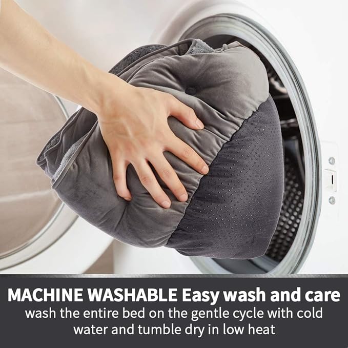 Asvin Medium Dog Bed for Medium Dogs, Cat Beds for Indoor Cats, Pet Bed for Puppy and Kitty, Extra Soft & Machine Washable with Anti-Slip & Water-Resistant Oxford Bottom, Grey, 25 inches