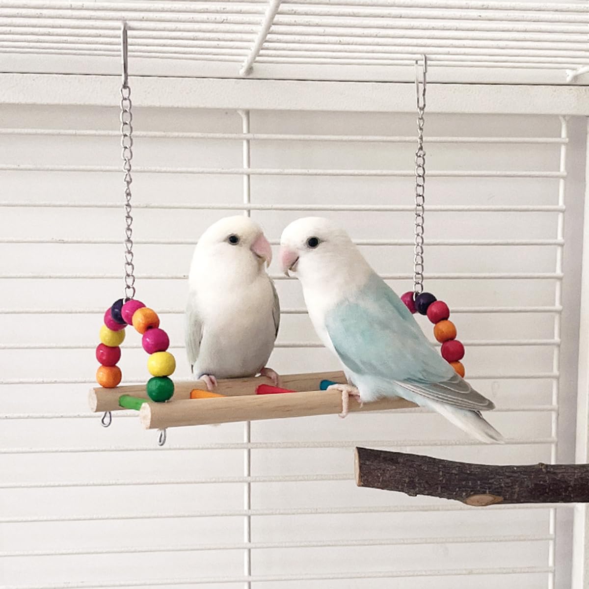 Bird Swing Conure Toys, Parrot Climbing Hammock for Parakeet, Lovebird, Budgie, Cockatiel, Conure, Small Birds
