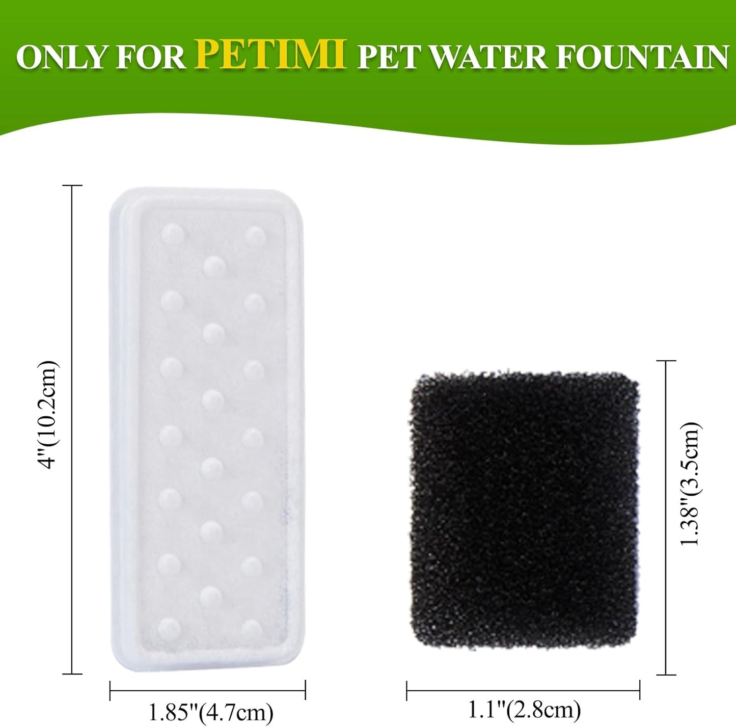 Accessories Set (Replacement Filter & Water Pump Sponge) for Pet Water Fountain- 6 pcs Packed Filters and 6 pcs Packed Sponges, Fits PETIMI 2 Gallons and 3 Gallons Pet Fountain Series