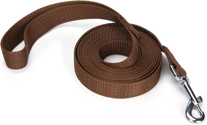 Strong Durable Nylon Dog Training Leash, 1 Inch Wide Traction Rope, 6 ft 10ft 15ft Long, for Small and Medium Dog (Brown, 10 Feet)