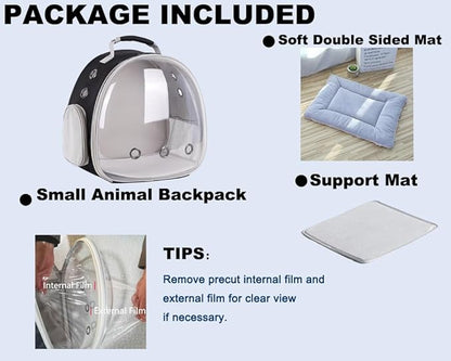 Portable Small Animal Backpack Travel Breathable Pet Carrier Bag Cages for Guinea Pig, Rabbit, Bearded Dragon, Squirrel, Tortoise, Bird, Lizard, Sugar Glider