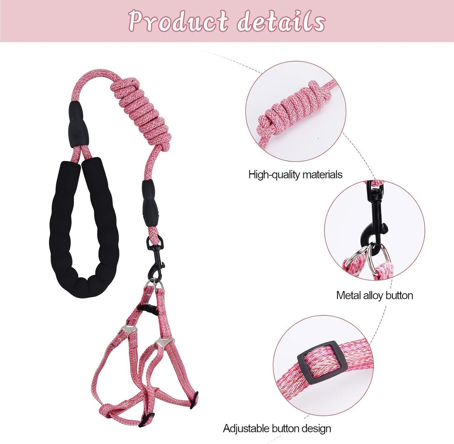 Mini Pig Harness, Adjustable Small Pig Harness with Leash Infinity Style Lead and Soft Foam Handle for Small to Medium Pet Pigs Walking Training Jogging (Red, S)
