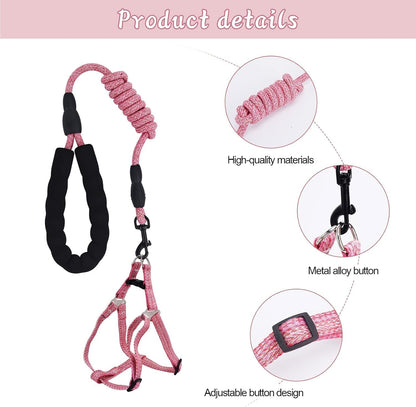 Mini Pig Harness, Adjustable Small Pig Harness with Leash Infinity Style Lead and Soft Foam Handle for Small to Medium Pet Pigs Walking Training Jogging (Red, L)