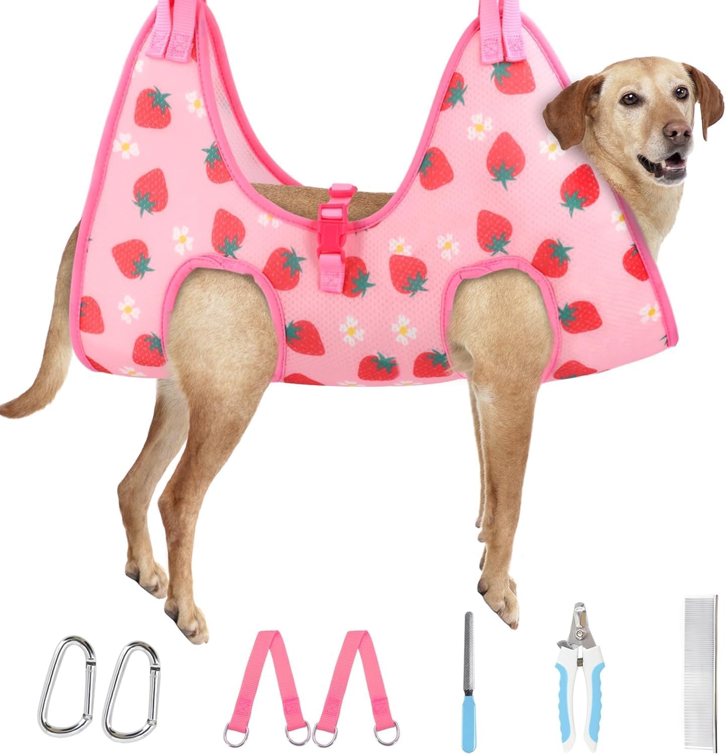 Supet Dog Grooming Hammock, Dog Hanging Harness for Nail Trimming Doorframe, Pet Holder Restraint for Clipping Nails, Pet Hoist Sling for Cutting Nails, Ear & Eye Cleaning, Medicine at Home (L)