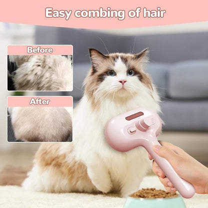 Pet Spray Hair Removal Comb, 2025 New Pet Steam Brush for Dog Cat, Steam Brush for Shedding Grooming, Water Steamy for Long Short Haired Pets, Portable Anti-Static Cat Steamy (White)