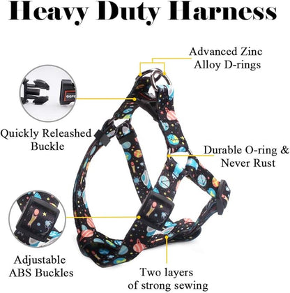 QQPETS Dog Harness Leash Set Adjustable Heavy Duty No Pull Halter Harnesses for Small Medium Large Breed Dogs Back Clip Anti-Twist Perfect for Walking (XS(12"-18" Chest Girth), Space)