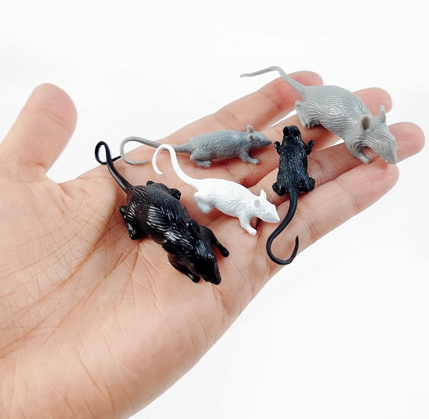 36PCS Plastic Mini Fake Rat Plastic Mouse Toys Decorations Realistic Pranks Rats Simulated Big Small Mouse Mice Toys for April Fools Day Halloween Prank Party Supplies