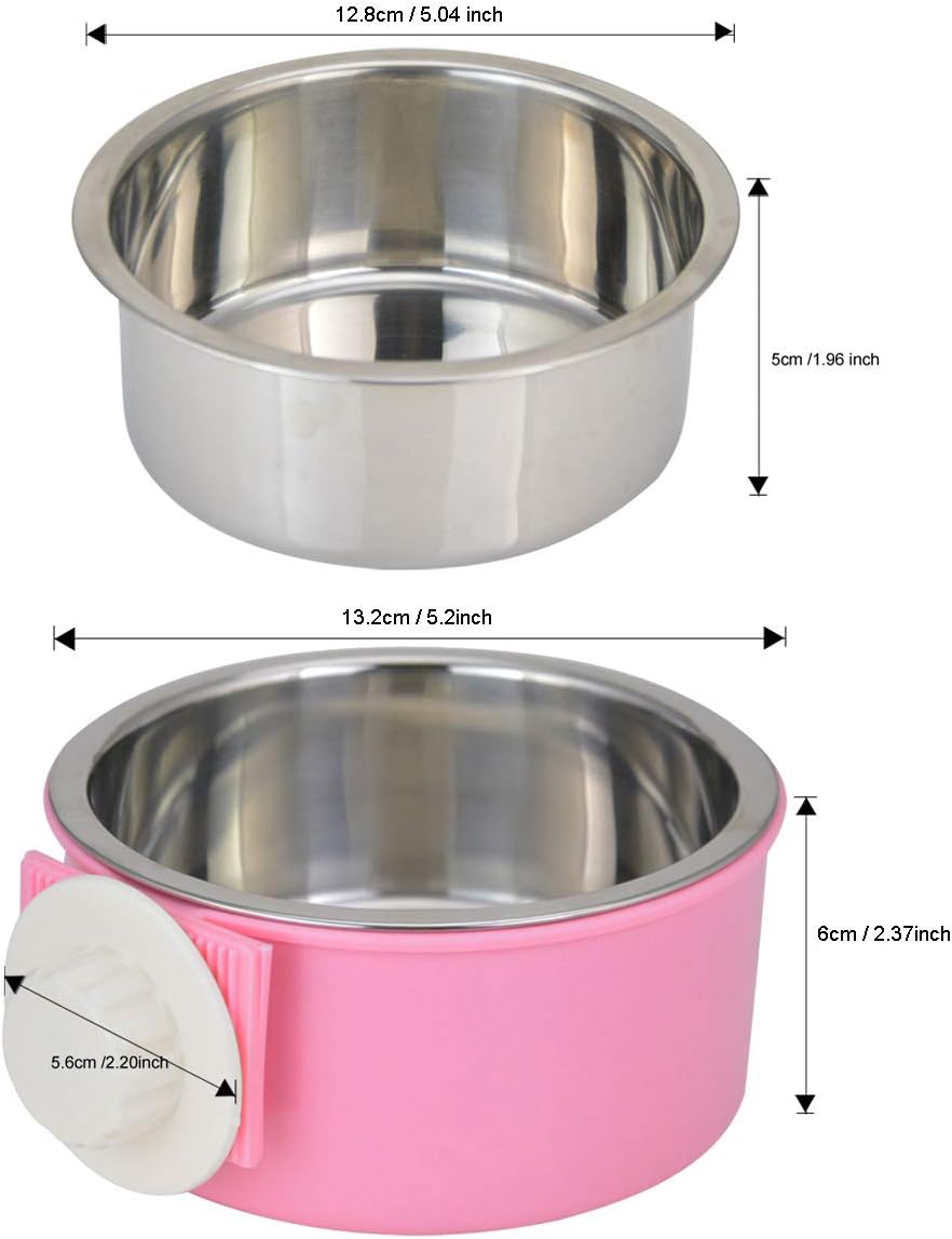 Crate Dog Bowl Removable Stainless Steel Water Food Feeder Bowls Cage Coop Cup for Cat Puppy Bird Pets