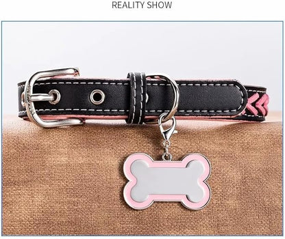 Personalized Dog ID Tags - tag for Dog Collar, pet ID tag, Dogs Tags for Pets, Laser Engraved, Name Tags for Dogs, Dog Tags for Large Dogs, Blank Dog Tags (Bone-Shaped-Large: Pink)