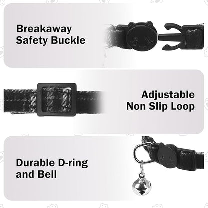 Airtag Cat Collar Breakaway with Bells and Bowtie -Upgraded Safety Kitten Collar for Air Tag Holder -Cute GPS Cat Tracker Collars for Girl Boy Cats, Kitty and Puppies, Black