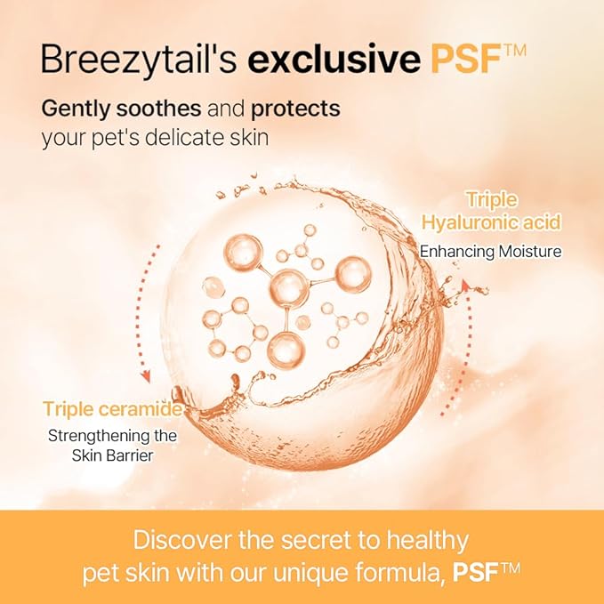 Breezytail PetO’Cera All-in-One Cat Shampoo and Conditioner | Hypoallergenic Cat Skin & Coat Care | Itch Relief, Moisturizing & Rejuvenating | Veterinarian Approved and Formulated (10.1oz, 300ml)