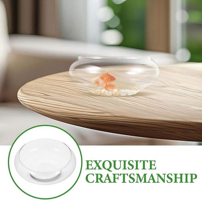 POPETPOP Small Fish Bowl, Transparent Glass Hydroponic Vase for Home Decor, Round Shallow Planter for Daffodils Succulents and Aquatic Plants - 5.9 Inch