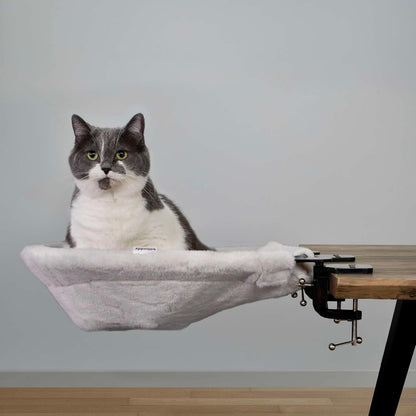 | XL Cat Desk Hammock | Heavy Duty Clamp-On Pet Bed | Indoor Pale Beige