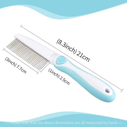 Professional Stainless Steel Grooming Comb for Dogs & Cats - Detangler for Long/Curly Hair, Removes Tough Mats, Knots & Tangles - Pain-Free Undercoat Deshedding Tool for DIY Pet Grooming