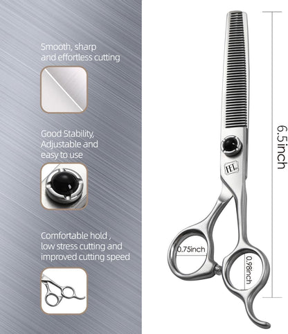 Dog Grooming Scissors: 6.5 inch Pet Blender Shears Made Of Japanese 9CR Advanced Stainless Steel Professional Grooming Scissors for Dogs Cats and Other Pets