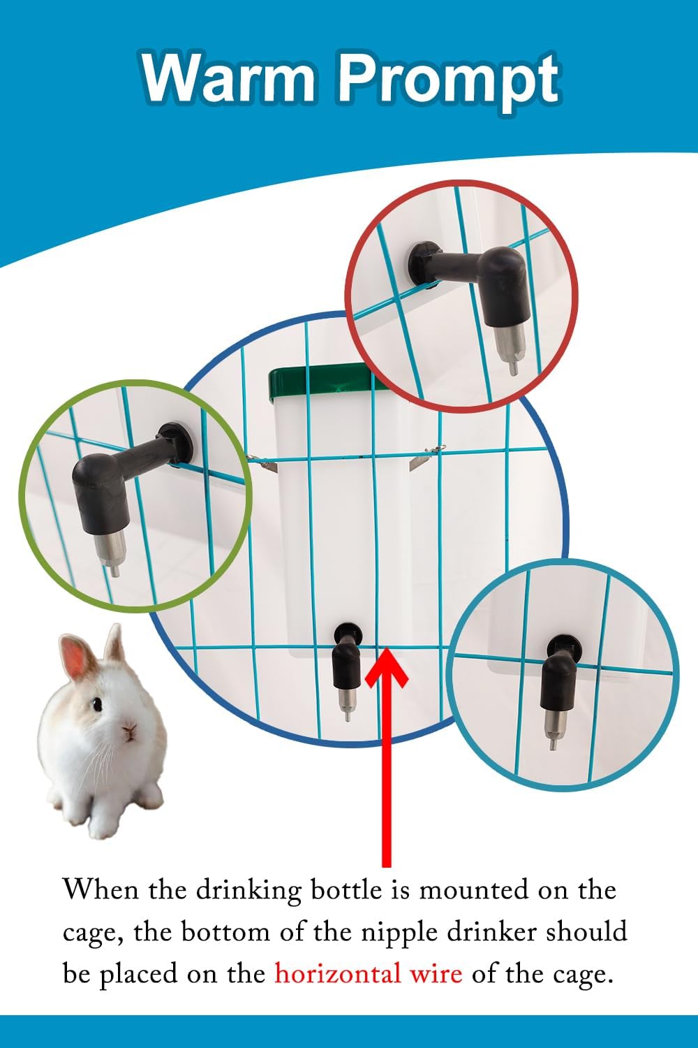 Rabbit Drinker 1000 ml No Drip Small Animal Water Bottle 1L Nipple Drinking Bottle for Rodent Bunny/Ferret/Hamster/Guinea Pig Chicken Pet (1L)