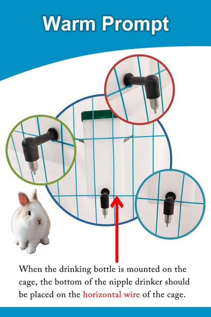 Rabbit Drinker 1000 ml No Drip Small Animal Water Bottle 1L Nipple Drinking Bottle for Rodent Bunny/Ferret/Hamster/Guinea Pig Chicken Pet (1L)