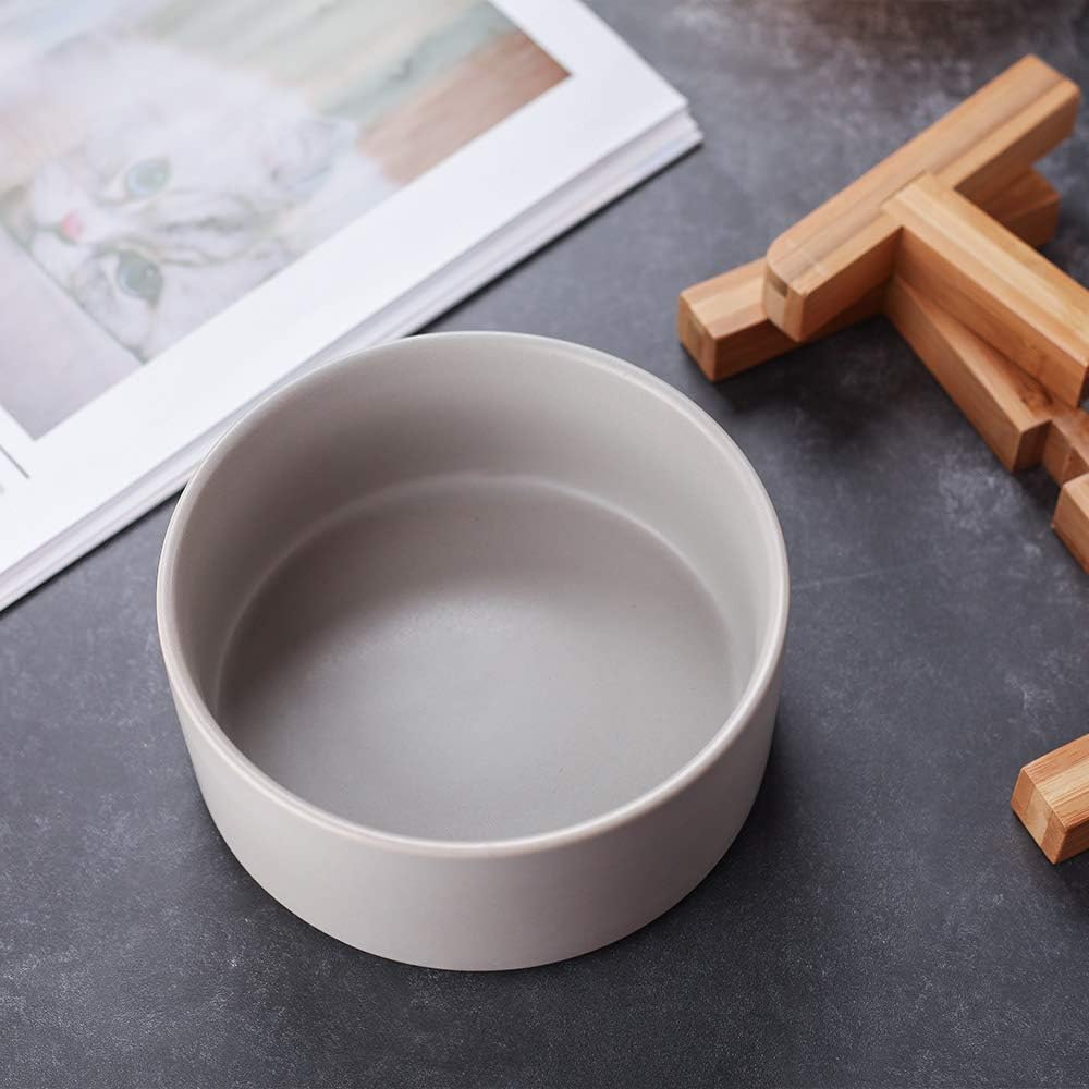 Ceramic Elevated Raised Cat Bowl with Wood Stand No Spill Pet Food Water Feeder Cats Small Dogs