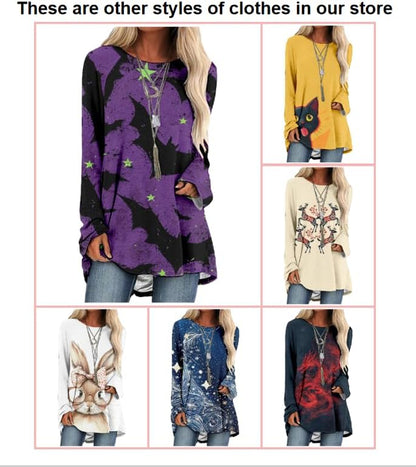 MARSVOVO Women Novelty Graphic Plus Size Sweater Crewneck Long Sleeve Cute Printed Loose Fit Casual Fall Sweaters Top