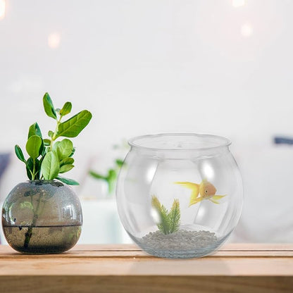 Balacoo Clear Fish Bowl: Plastic Vase Bowl Round Aquarium Terrarium Betta Fish Bowl Hydroponic Plants Holder Flower Vase
