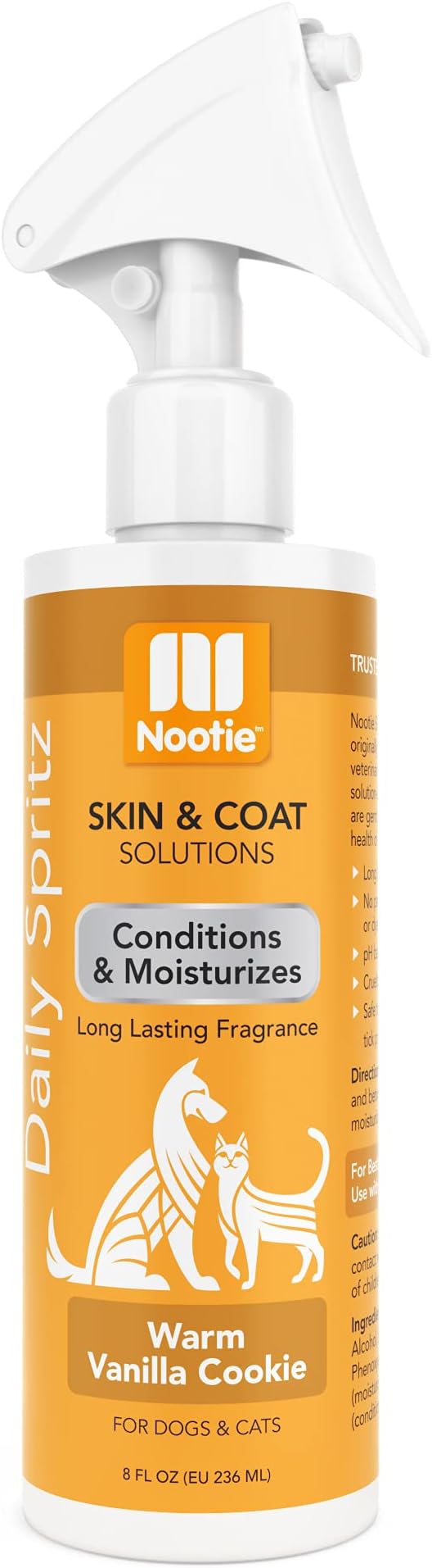 Nootie Warm Vanilla Cookie Daily Spritz for Dogs and Cats - Conditions and Moisturizes Fur, Long Lasting Pet Spray - 8oz