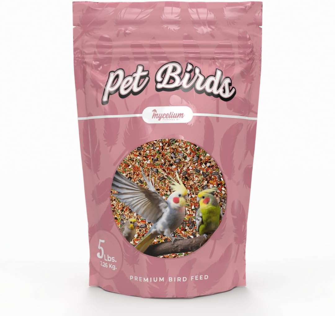 Mycelium Pet Bird Harvest Blend Bird Seed | Organic Food for Cockatiels, Lovebirds & Conures | Fruits, Vegetables, Egg, Vitamins & Minerals | Supports Feather & Digestive Health | 5 lb Bag