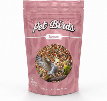 Mycelium Pet Bird Harvest Blend Bird Seed | Organic Food for Cockatiels, Lovebirds & Conures | Fruits, Vegetables, Egg, Vitamins & Minerals | Supports Feather & Digestive Health | 5 lb Bag