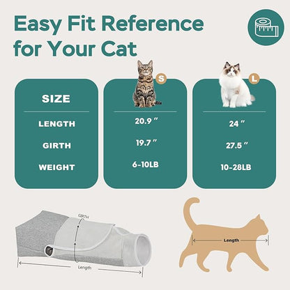 Self-Adhesive Cat Grooming Wrap, Cozy Cat Wrap for Cutting Nails, Breathable Anti-Scratch Cat Swaddle Bag for Brushing, Ear Cleaning, Dental Care, Medication, Injections, Grey S