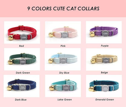 Personalized Breakaway Cat Collar with Engraved Name and Phone Number - Customizable Kitten Collars for Boys and Girls