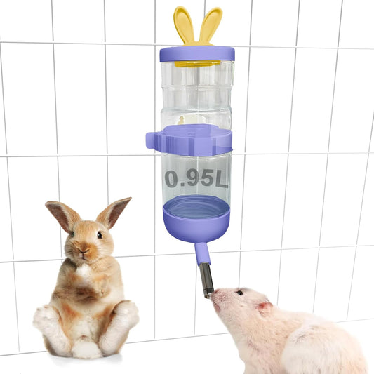Large Capacity Hamster Water Dispenser,950ml Small Animal Water Bottle Automatic Bottle Dispenser Large Capacity for Rabbits, Guinea Pigs, Hamsters, Ferrets, Chinchillas, Hedgehogs & Rodents