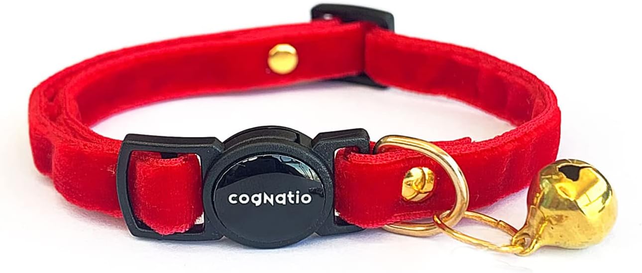 Safety Quick Release Cat Collars,Double Velvet with Bell Available in a Range Colors,Perfect for Your Kitty, Adjustable 20-30 cm