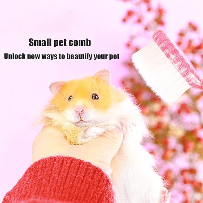 2Pcs Hamster Brush and Comb, fit Guinea Pig, Ferrets, Rats, Chinchilla, Bunny - Pink