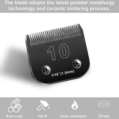 10 Blades Dog Grooming Blades Compatible with Andis/Oster A5/Wahl KM-10 Series Dog Clippers,Detachable Clipper Replacement Blade (6PCS Black-#10+30+40+4FC+5FC+7FC)