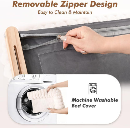 Cloud-Soft Cat Window Sill Perch with Zipper Designed Cushioned Bed, Supportive Cat Window Seat with Premium Solid Wood & Sturdy Metal Frame, Pet Hammock Bed for Large Cats (Large, White)