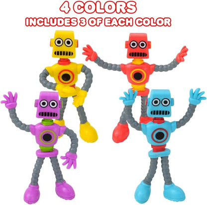ArtCreativity Bendable Robot Figures, Set of 12 Flexible Men, Birthday Party Favors for Boys and Girls, Stress Relief Fidget Toys, Sensory Toys for Kids and Adults, Goody Bag Stuffers