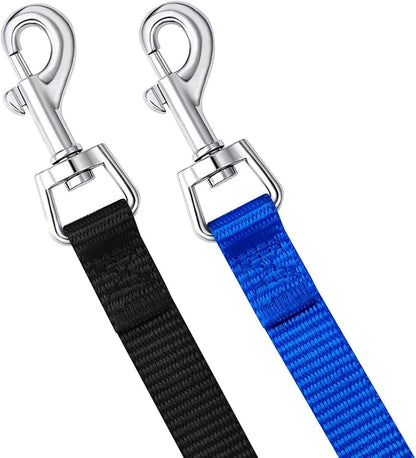 AMAGOOD 6 FT Puppy/ Dog Leash, Strong and Durable Traditional Style Leash with Easy to Use Collar Hook, Great for Small, Medium and Large Dogs (5/8 in x 6 ft, Black and Blue (2-Pack))