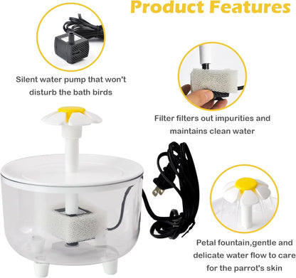 Automatic Parrot Bath,Bird Bathing with Fountains Circulating Filter Cage Cockatiel Bath with Pump Bird Bath Shower for Indoor Parakeets Budgie Cockatiels Small Feathered Pet
