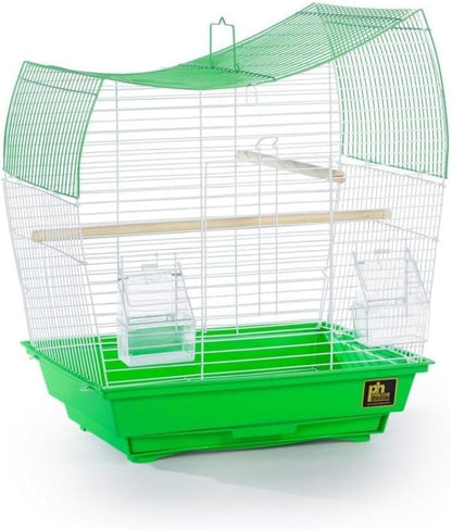 Rustic Retreat Top Bird Cage with Durable Metal Construction, Spacious Interior, and Convenient Top Access Lime Green/Wave Top